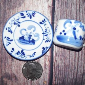 Holland Dutch BLUE Porcelain Mini vase and tea cup